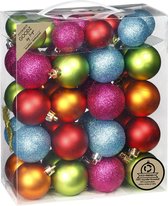 Boules de Noël Inge - 44x pcs - colorées - plastique - mélange
