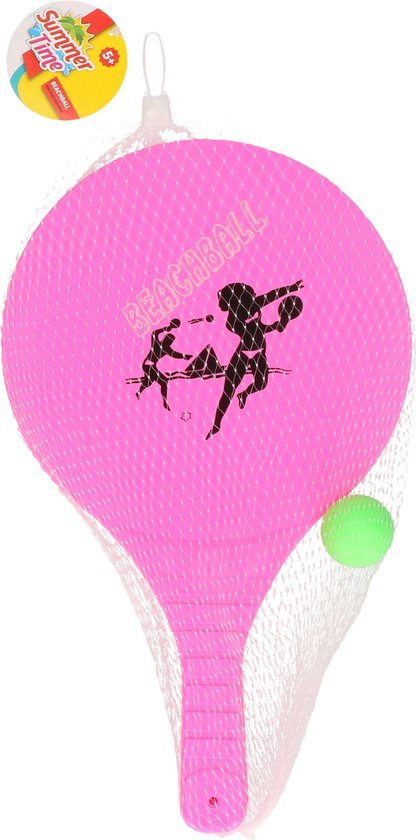 Summertime Beachball set - buitenspeelgoed - fuchsia roze - Rackets/batjes en bal - Tennis ballenspel - Summertime