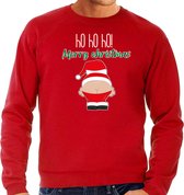 Bellatio Decorations foute kersttrui/sweater heren - Kerstman - rood - Merry Christmas L