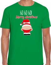Bellatio Decorations fout kersttrui t-shirt heren - Kerstman - groen - Merry Christmas XL