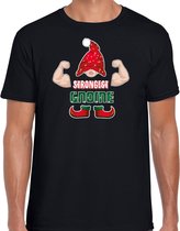 Bellatio Decorations fout kersttrui t-shirt heren - Sterkste gnoom - zwart - Kerst kabouter M