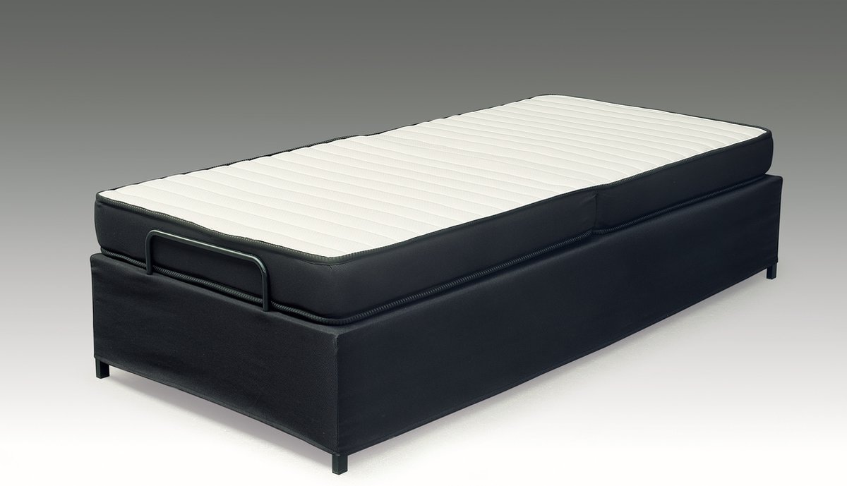 Vouwbed GB150 90×200 cm Zwart Rasterbodem Metaal Opklapbed Eenpersoons Design
