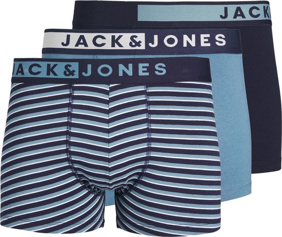 Jack & Jones Boxershorts Heren Trunks JACSTON Blauw 3-Pack - Maat M