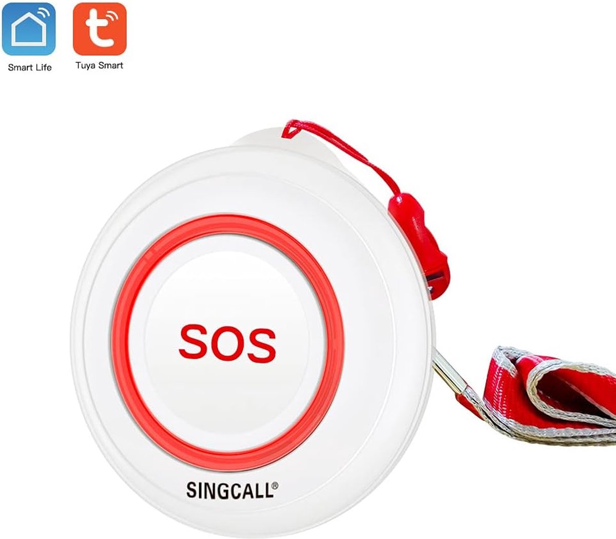 SINGCALL Tuya Wifi Smart SOS-Noodknop voor Senioren/Kinderen, Persoonlijk Alarm voor Oudere Patiënten, Blauwe Noodoproepknop, Aangesloten op Telefoon (geschikt voor huishoudelijke omgevingen