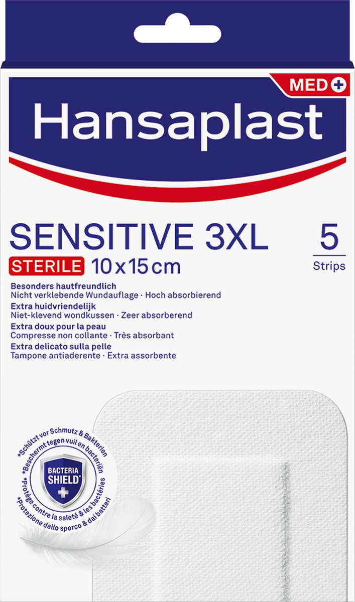 Goedkoopste Hansaplast Sensitive 3XL Pleisters - Wondpleisters - Wondverzorging - Grote Pleisters - Eilandpleister 10x15 cm - 5 Stuks