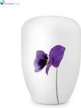 Eco urn wit viooltjes - bio (biologisch afbreekbaar)