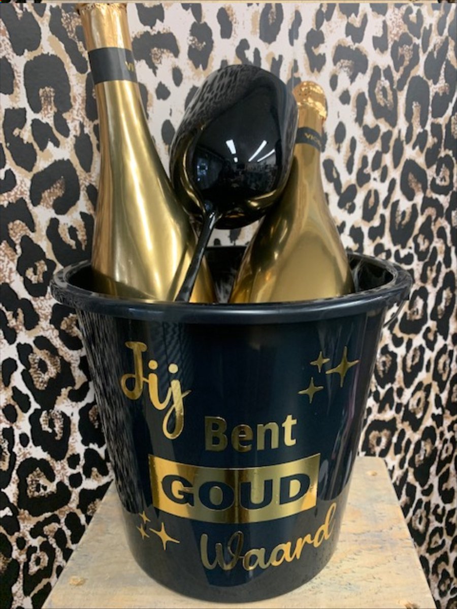 La-Miranda Jij bent goud waard cadeau - Zwarte 5 liter emmer zonder inhoud