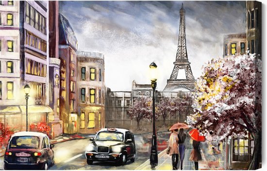 Schilderijkoning - Canvas Schilderij Een Bewolkte Dag In Parijs - 100 x 70 cm