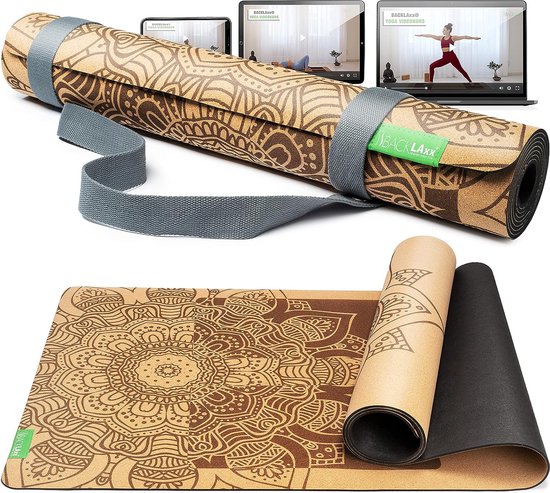 Tapis de yoga en liège avec caoutchouc naturel, tapis de yoga résistant,  antidérapant,... | bol