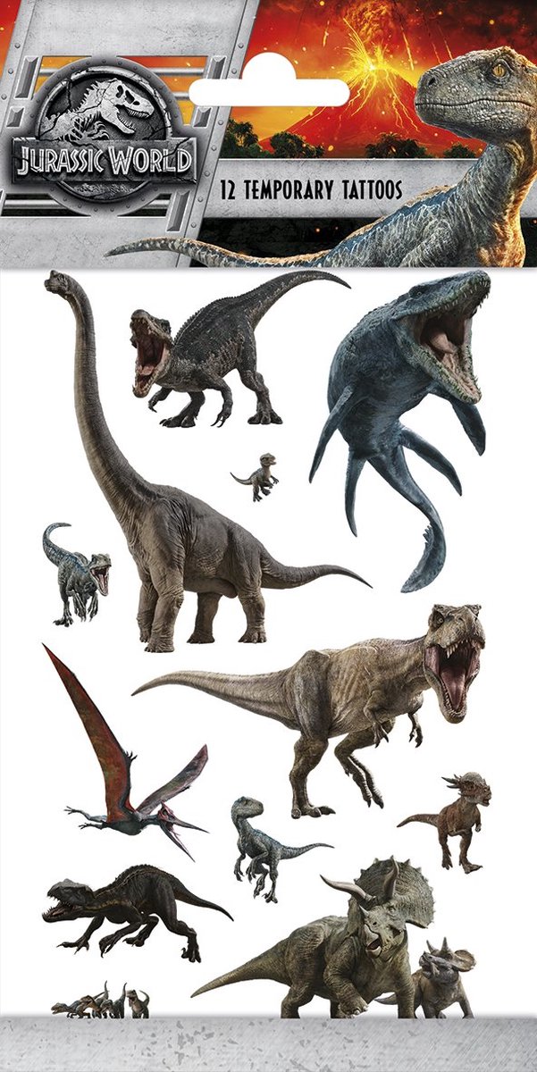 36x Jurassic World Plak Tattoo - Party Feest Thema Fun