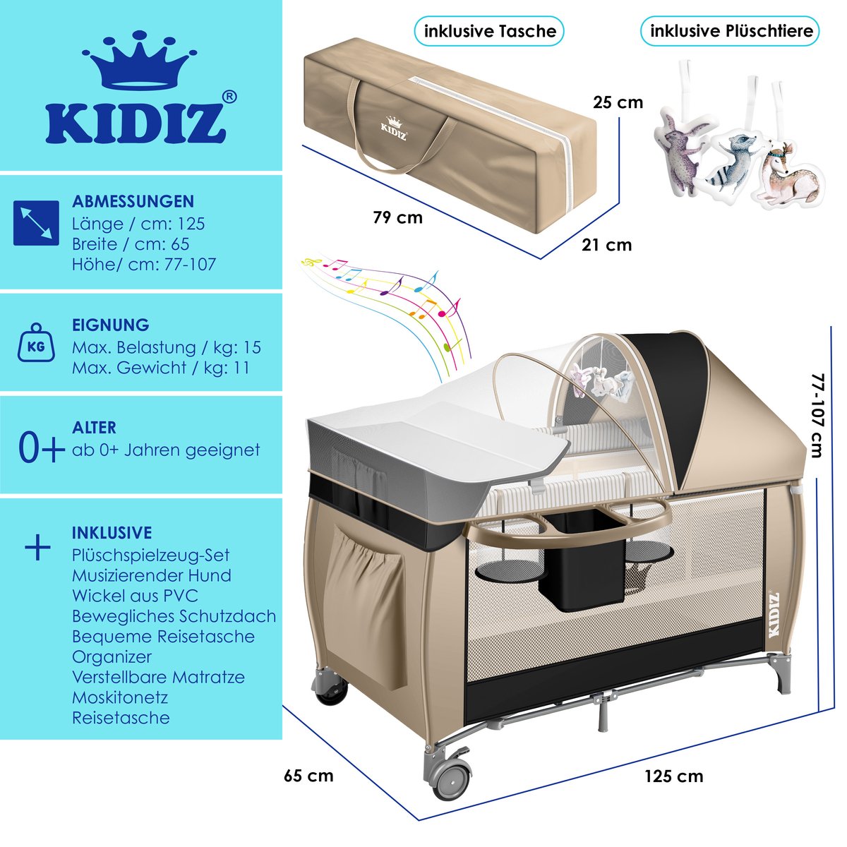 KIDIZ 3-in-1 Reisbedje thumbnail 4