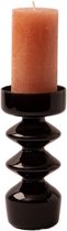 WinQ – Vrolijke ronde vormen Glas Kaarsenhouder in de kleur Zwart - 7x15,5cm- Kaarsenstandaard glas voor 1 kaars – Decoratie woonkamer – Geschikt voor kaars d:7cm