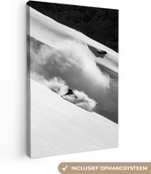 Canvas schilderij - Foto op doek - Sneeuw - Winter - Sport - Bergen - Skiën - Canvas foto - Kamer decoratie - 60x90 cm - Canvas doek