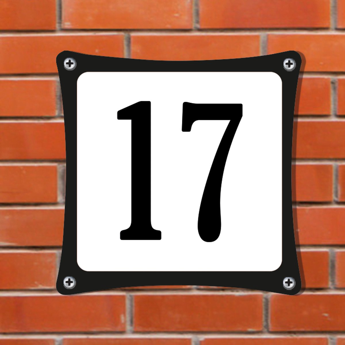 Decoporta Huisnummerbord Emaille-Look - Nummer 17 - Standaard - 10 x 10 cm | incl. schroeven