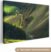 Canvas - Canvas schilderij - Toscane - Heuvels - Landschap - Bomen - 60x40 cm - Muurdecoratie - Canvas doek
