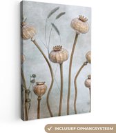 Canvas schilderij - Foto op canvas - Natuur - Grijs - Bloemen - Stilleven - Wanddecoratie - 40x60 cm - Canvas doek