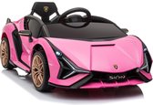 Cabino Lamborghini Sian Voiture électrique pour enfant avec batterie 12V - Télécommande, éclairage LED et entrée USB - Rose