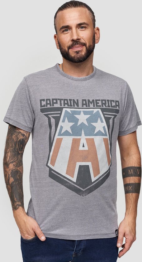 Recovered Marvel Captain America Badge T-Shirt