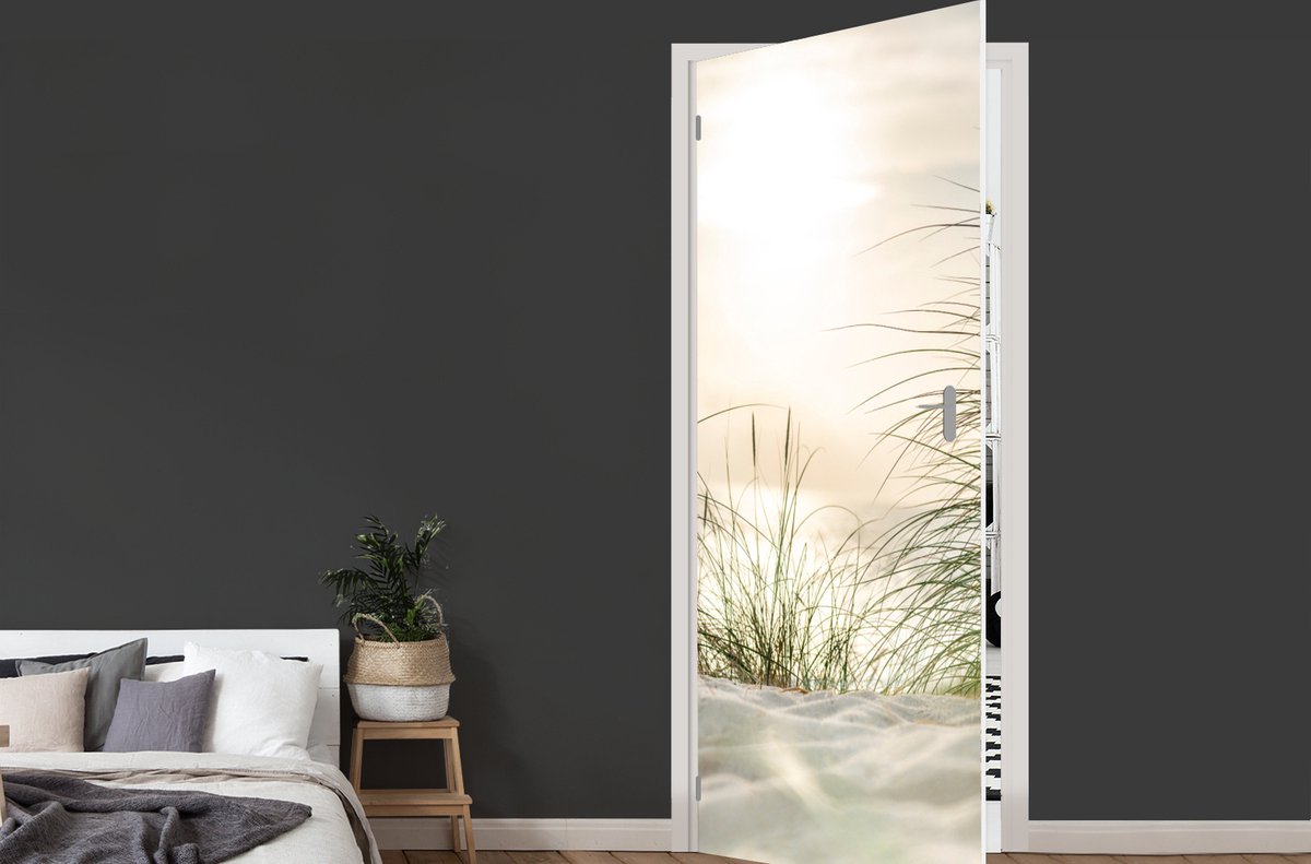 Deurposter 90x205 cm - Deursticker Duinen aan de Waddenzee - Meubelfolie zelfklevend