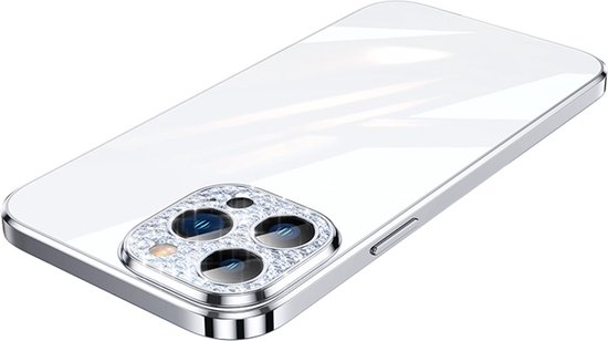 Sulada CrystalCover met Val- en Lensbescherming en kristallen voor iPhone 14 Pro zilver