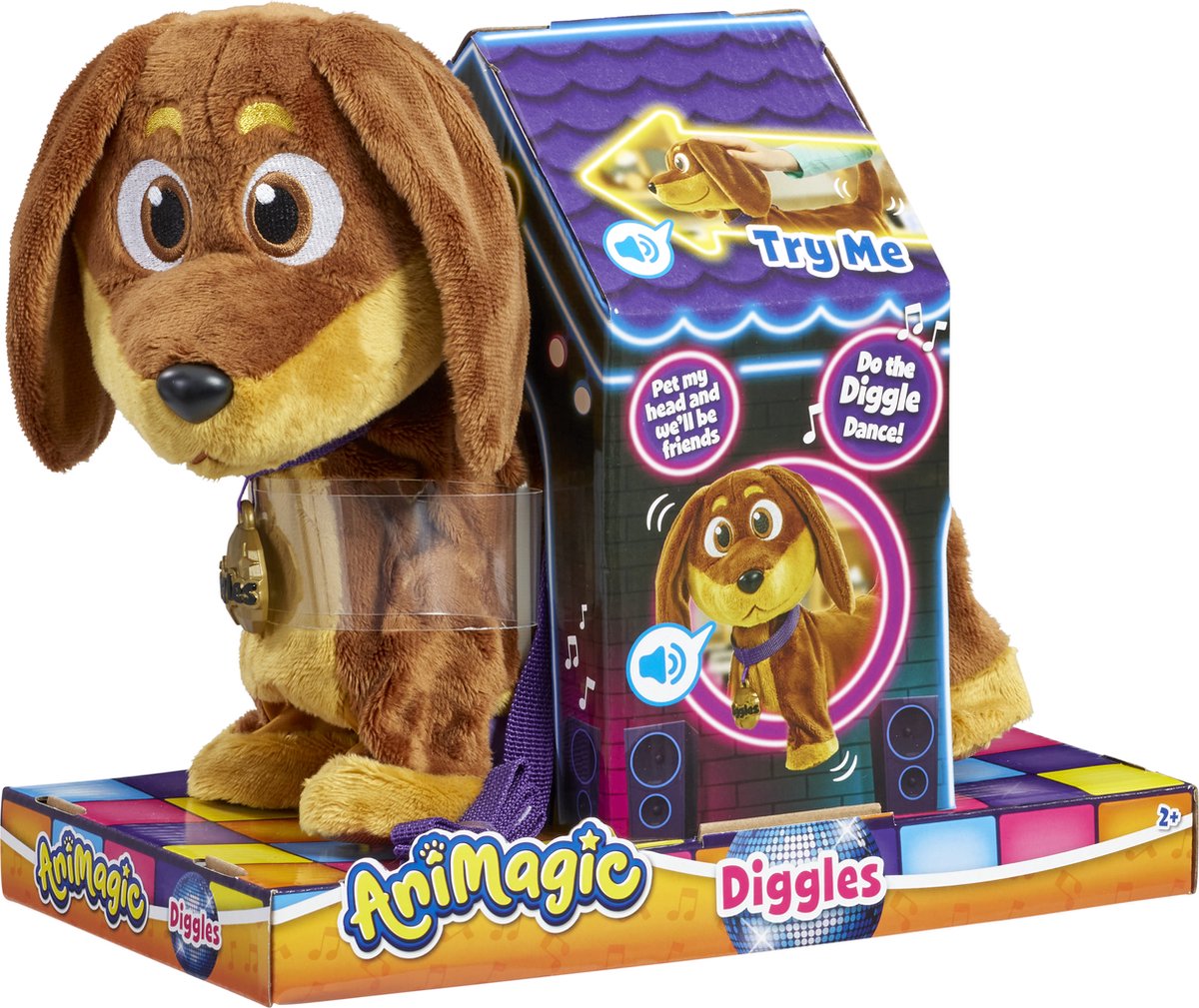 Animagic - Diggles - Knuffelhond - Interactieve Knuffel