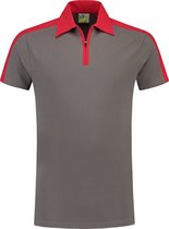 Polo Lemon & Soda pour homme à manches courtes dans les couleurs gris perle & rouge en taille L.