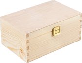 Creative Deco Houten Kist Doos | Met Gouden Gesp | 21,4 x 13,8 x 10 cm | Sieradendoos, Speelgoed en Gereedschap