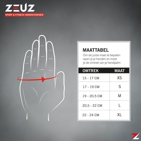 ZEUZ Sport & Fitness Handschoenen Dames & Heren – Krachttraining Artikelen – Gym & CrossFit Training – Grijs & Zwart – Gloves voor meer grip en bescherming tegen blaren & eelt - Maat L - ZEUZ