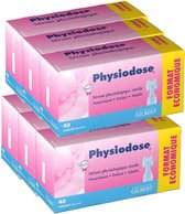 Sérum physiologique Physiodose, 6 boîtes de 40 unités chacune + 10 sachets contenant chacun 2 compresses stériles, 7,5 x 7,5 cm