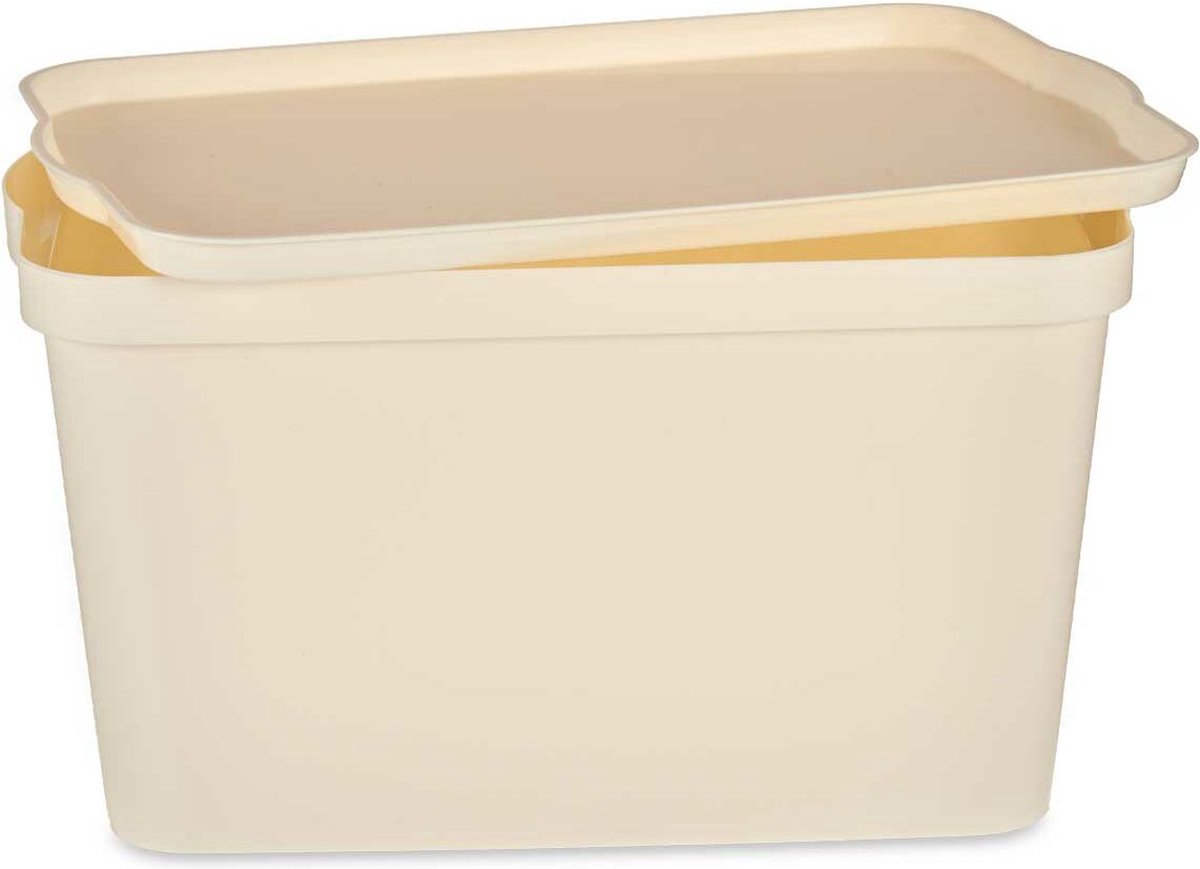 Goedkoopste Opbergbak met Deksel Crème Plastic 24 L 29,3 x 24,5 x 45 cm (6 Stuks