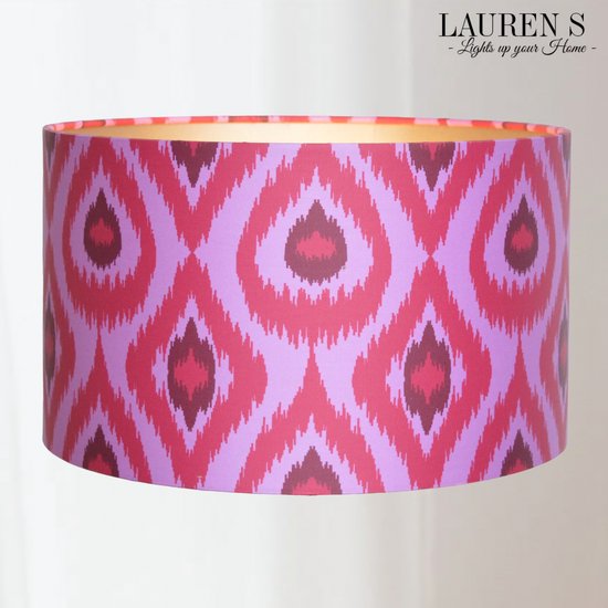 Lampenkap Ikat Roze Fuchsia Print 30 cm voor Tafellamp en Hanglamp, Kleurrijk | Lauren S - Lauren S