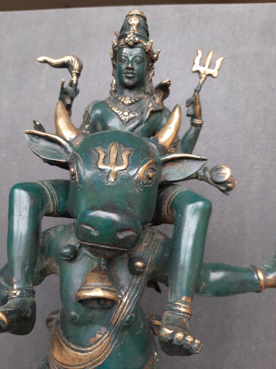 Statue en bronze de Shiva chevauchant Nandi buffle sacré/Inde/Asie