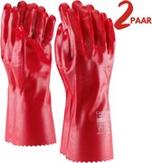 Chemisch bestendige handschoenen 2 paar - PVC gedompeld - 35cm - Maat 10,5 - Werkhandschoenen