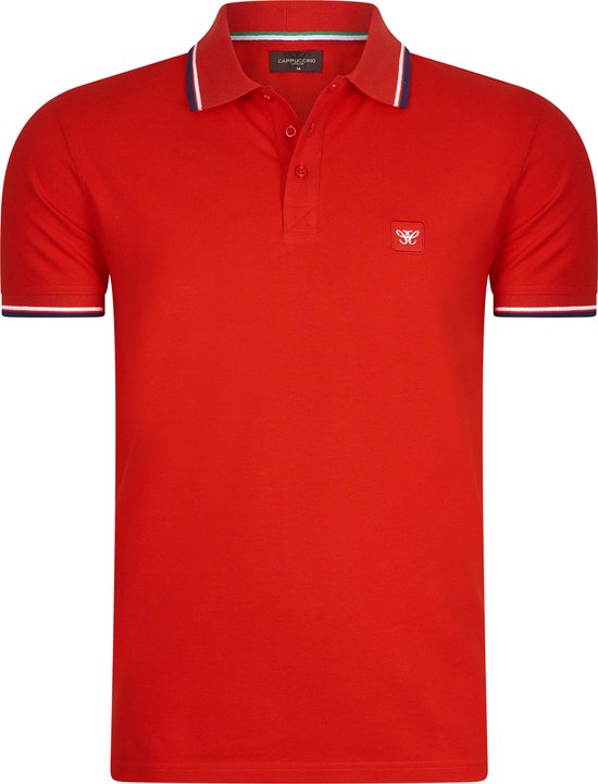 Cappuccino Italia - Heren Polo SS Polo Applique Pique - Rood - Maat XXL