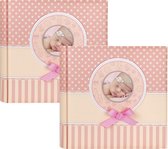 2x Fotoboek/fotoalbum Matilda baby meisje met 30 paginas roze - 31 x 31 x 3,5 cm - Babyfotos - Babyalbum