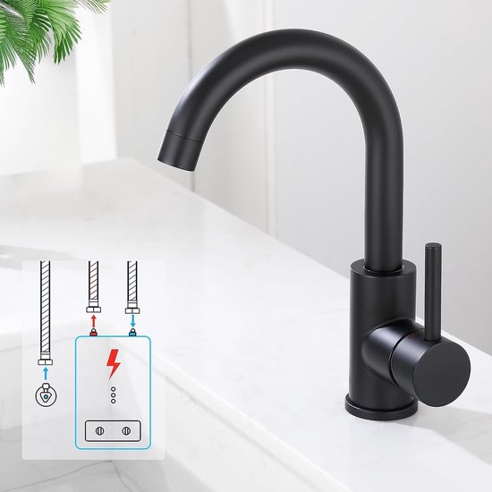 Mitigeur De Lavabo 360° Pour Salle De Bain Ou Cuisine, Couleur Gun Grey, Installation Murale - Neuf
