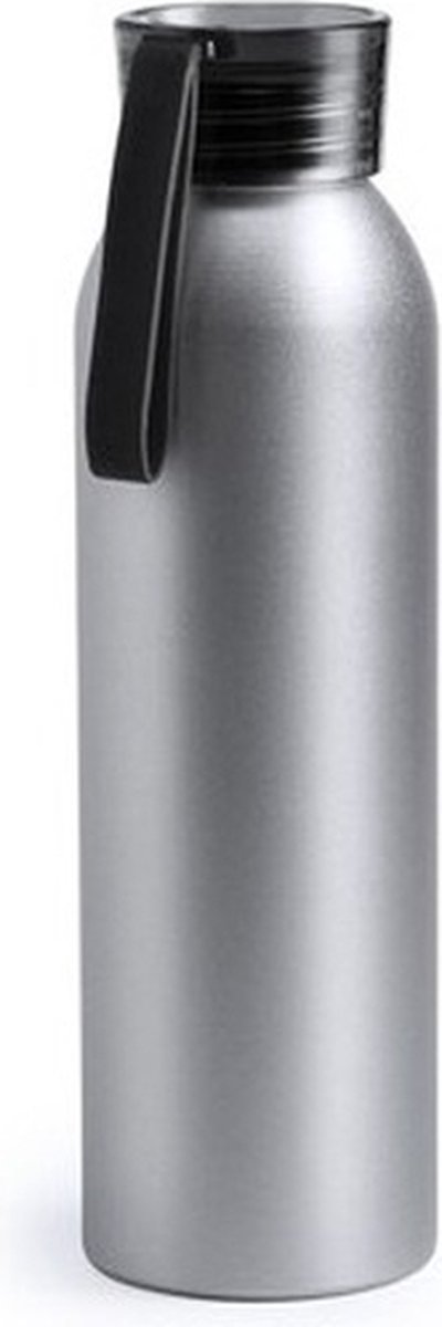 Aluminium drinkfles/waterfles met zwarte dop 650 ml - Sportfles - Sportbidon