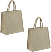 8x Sacs shopping / sacs de plage en jute 35 x 34 cm naturel - Sacs de transport avec poignées - Eco - Trendy - Sac tendance
