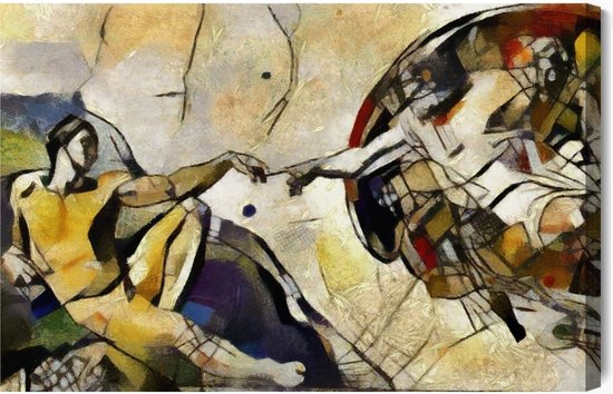 Schilderijkoning - Canvas Schilderij De Schepping Van Adam In De Stijl Van Pablo Picasso - 120 x 80 cm