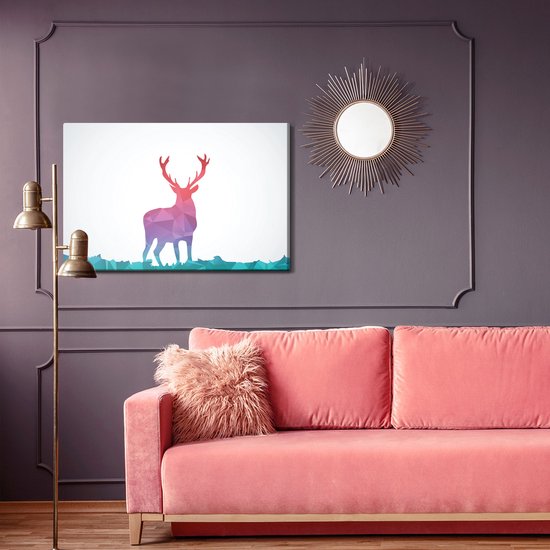 Painting King - Tableau sur toile Abstraction colorée avec cerf - 120 x 80 cm