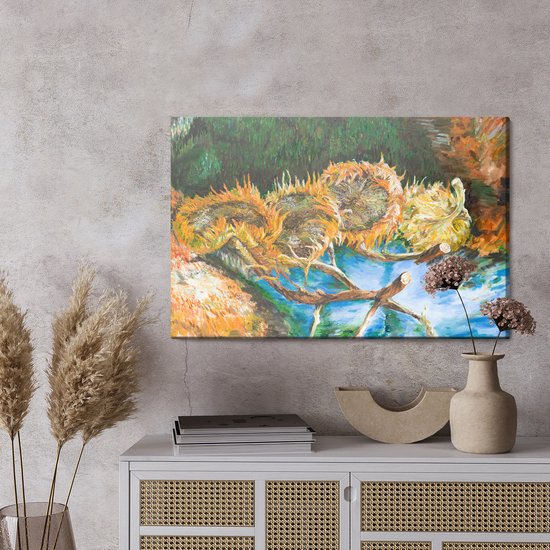 Painting King - Peinture sur toile Quatre tournesols tels que peints - 30 x 20 cm
