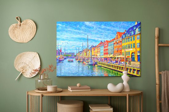 Painting King - Peinture sur toile Le canal Nyhavn au Centrum de Copenhague - 100 x 70 cm