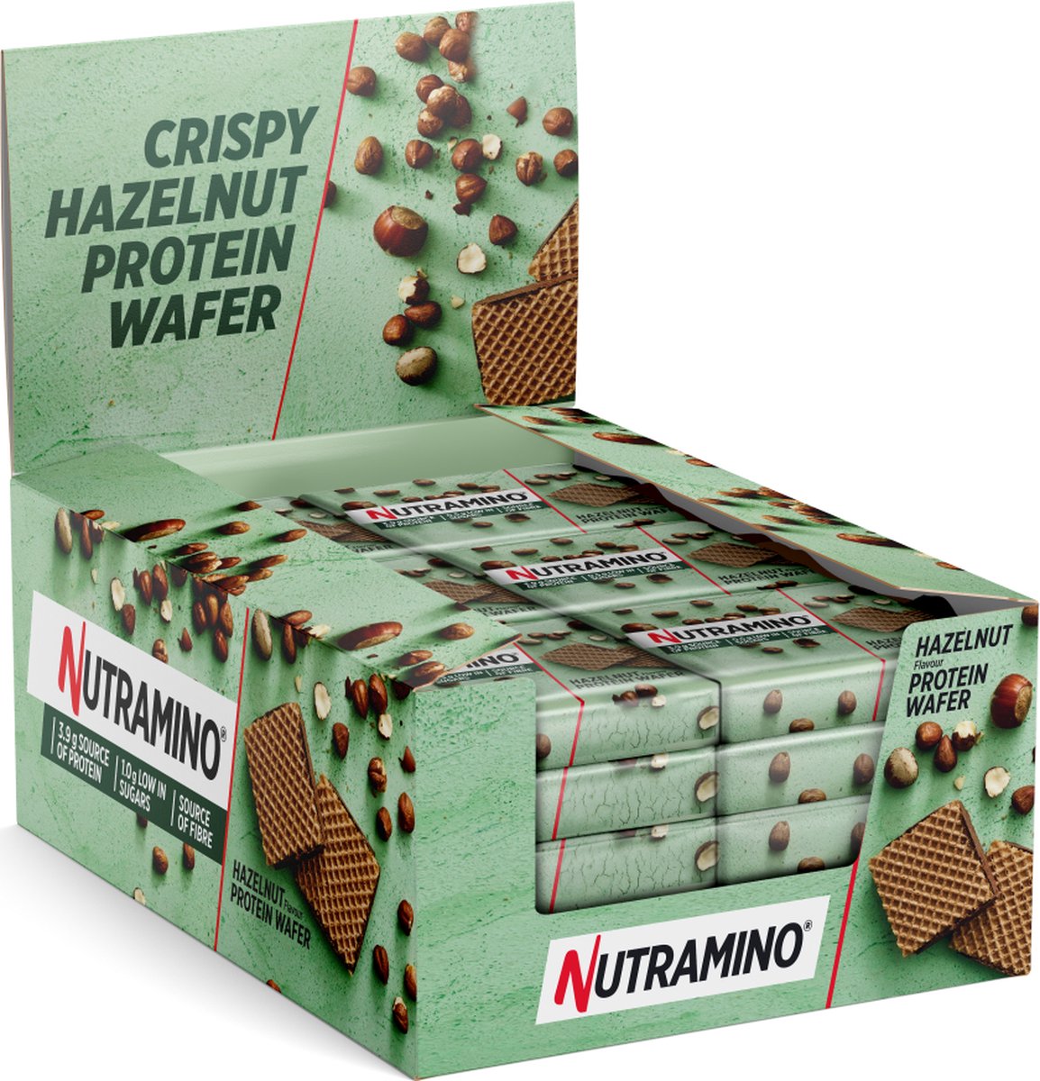 Goedkoopste Nutramino Nutra-Go Protein Wafer - Wafels Hazelnoot - 12 x 39 gram