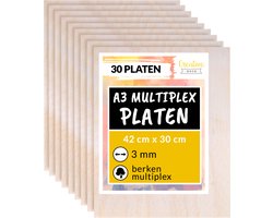 Creative Deco A3 Multiplex 3mm – 420x300mm – 30 st., Baltische Berkenhout