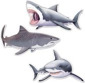Decoratie haaien groot 6 stuks - Onderwater wereld decoraties - Themafeestversiering