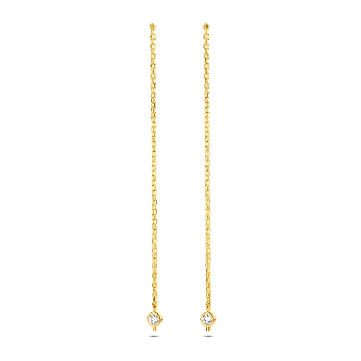 goud (geelgoud) doortrekoorbellen zirkonia 4024437