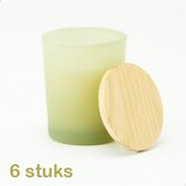 6 pièces bougies parfumées avec couvercle en bois - couleur vert