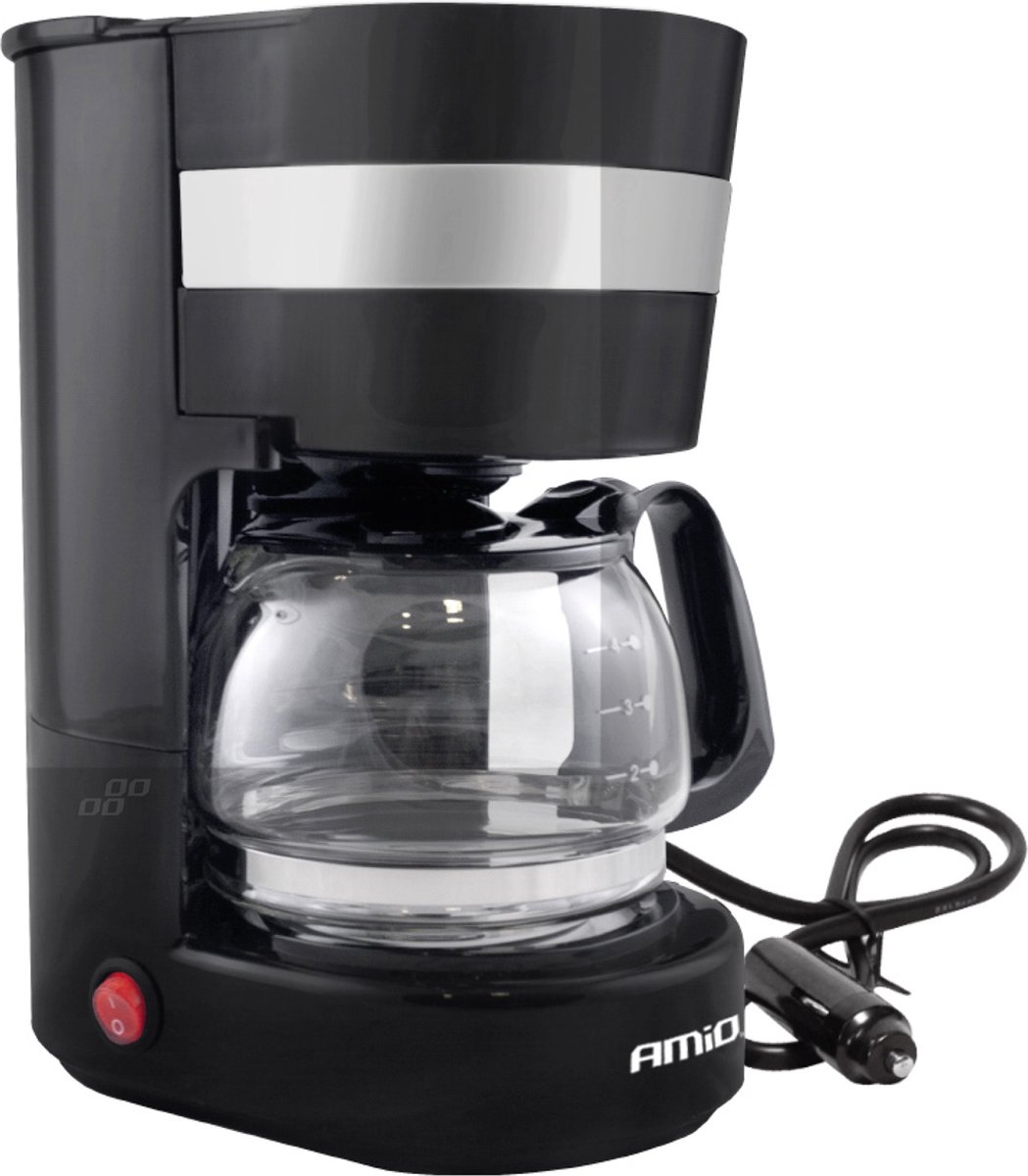 AMiO Koffiezetapparaat Auto Koffiezetter met Koffiekan (24v/250w) Zwart met Autostekker Sigarettenaanstekerplug