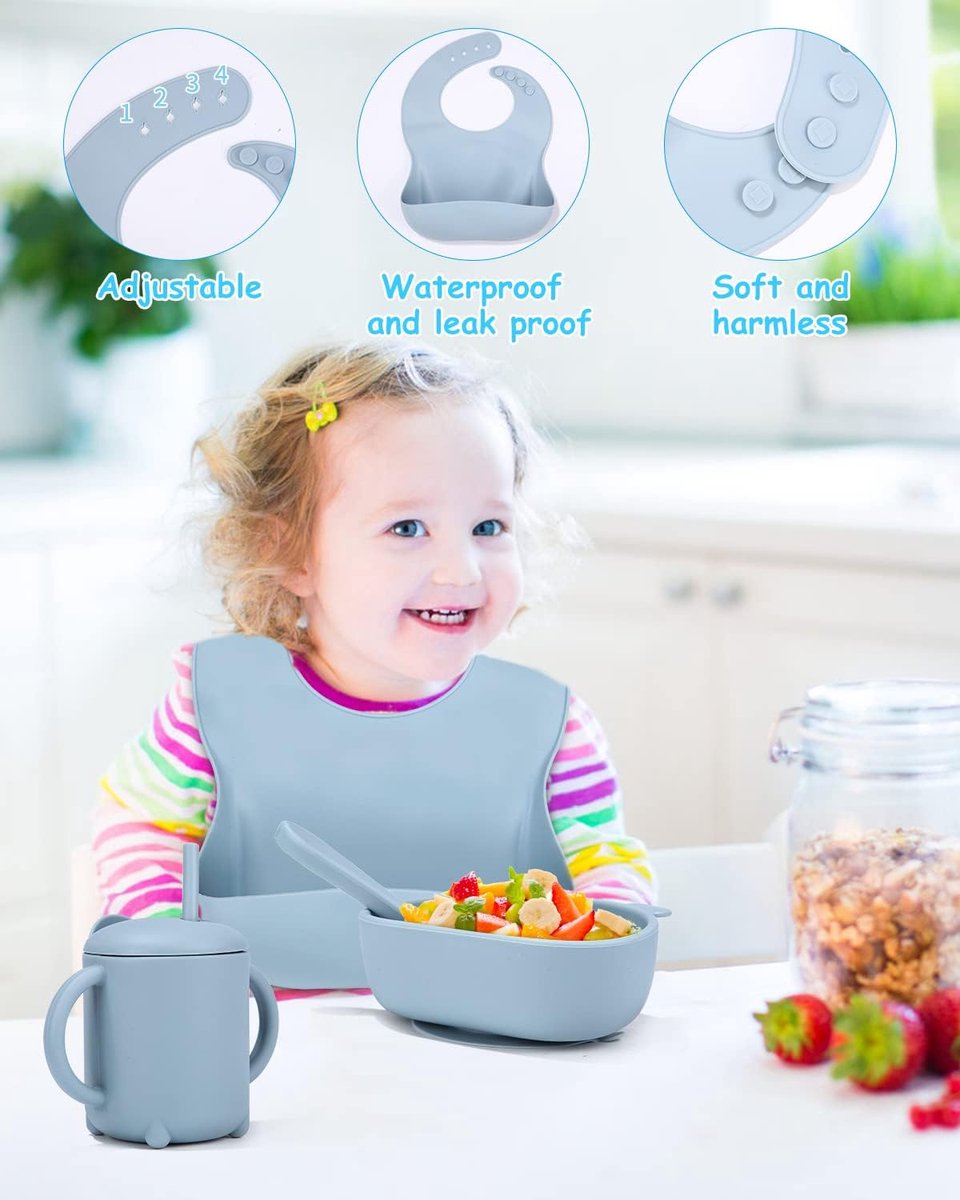 CLDY 8 stuks babyserviesset, met roestvrijstalen babyborden, peuterkom