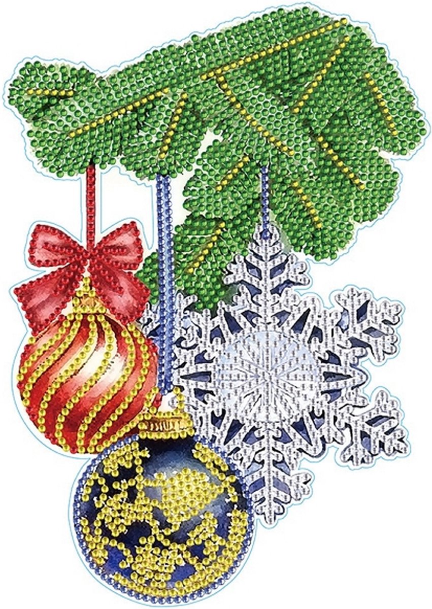 Diamond Painting Kerst sticker groot Kerstballen 01 (23cm)